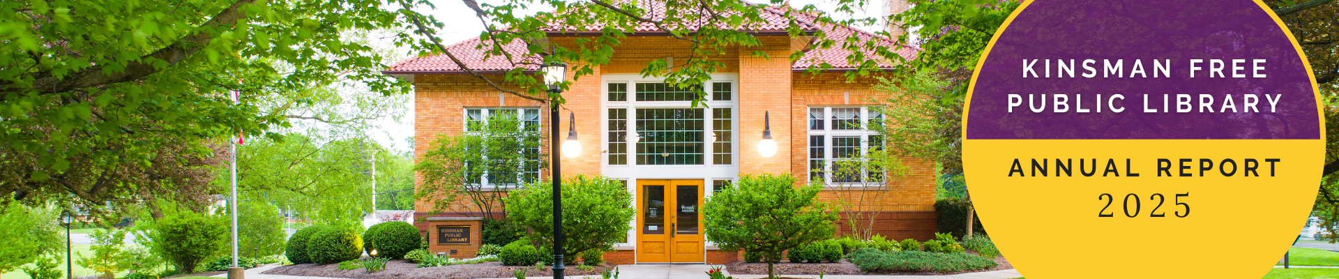 Front of library in the spring, Annual Report 2025.