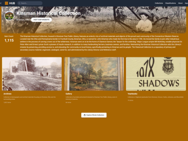 front page of kinsman historical database with archives, gallery, and yearbooks