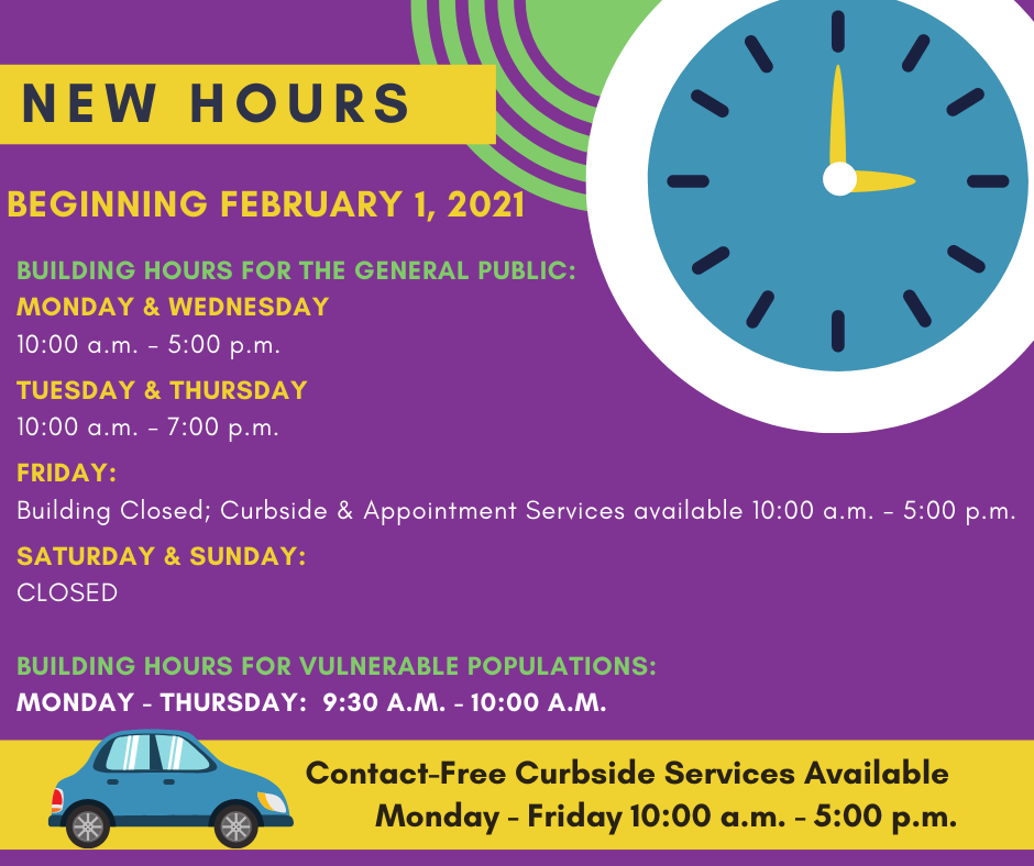 February Library Hours Kinsman Free Public Library