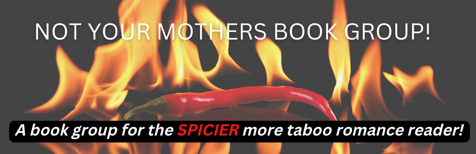 Not your mothers book group with orange flames and red chili pepper 