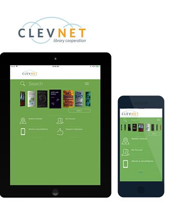 Clevnet logo with a tablet and a smart phone displaying the Clevnet Mobile App