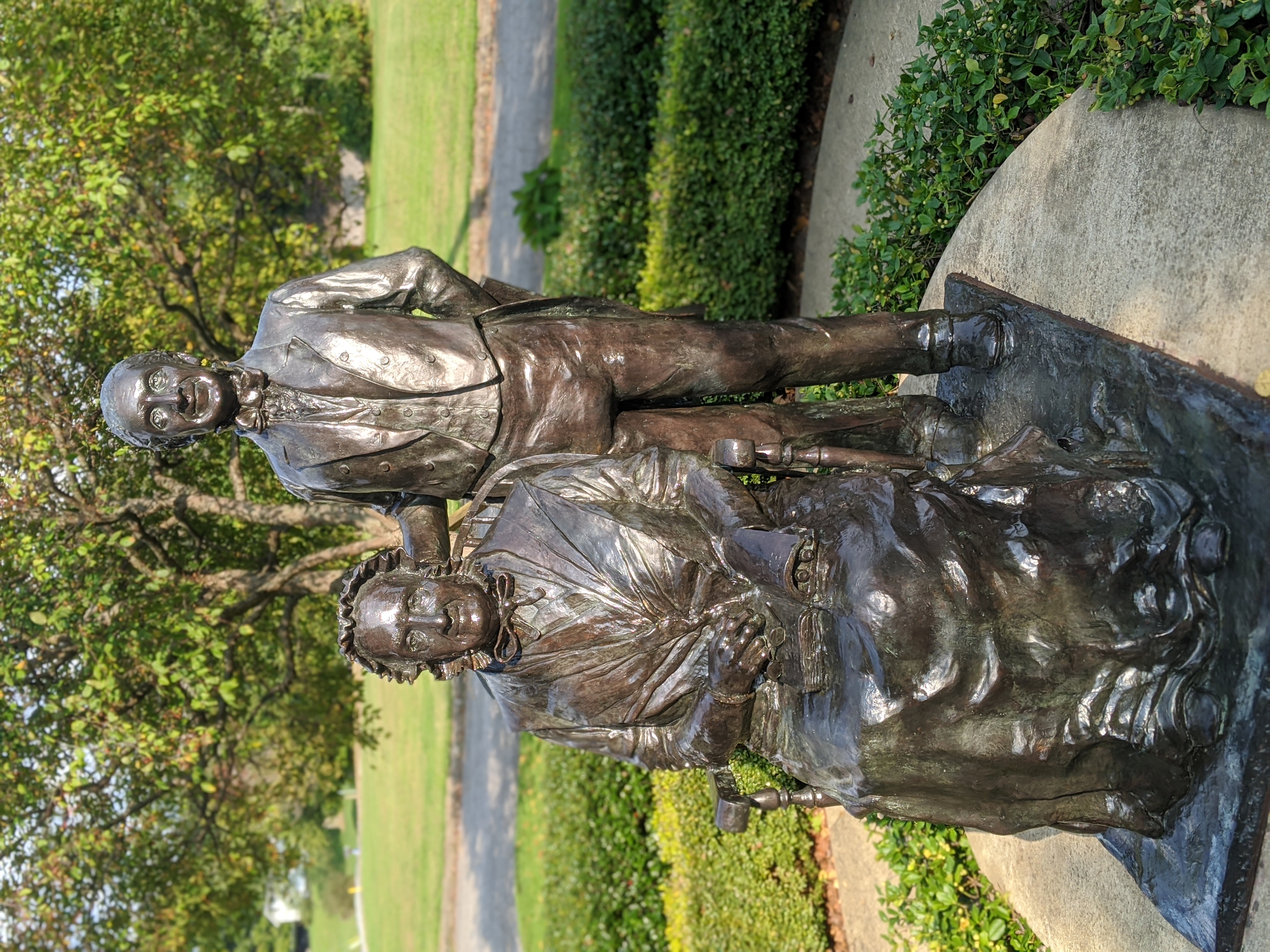 Bronze statue of Rebecca Perkins Kinsman and son John Kinsman