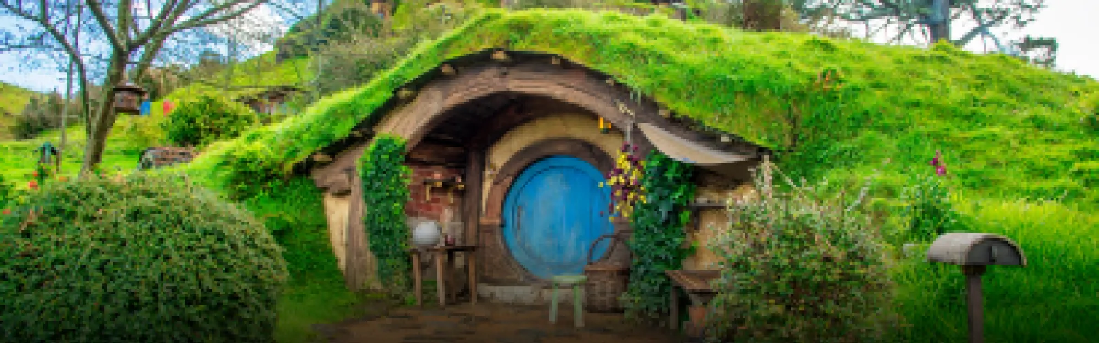 A Hobbit house in a hillside.