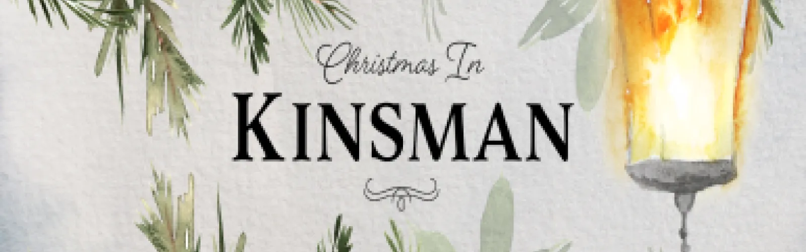 Christmas in Kinsman with greenery and a lantern