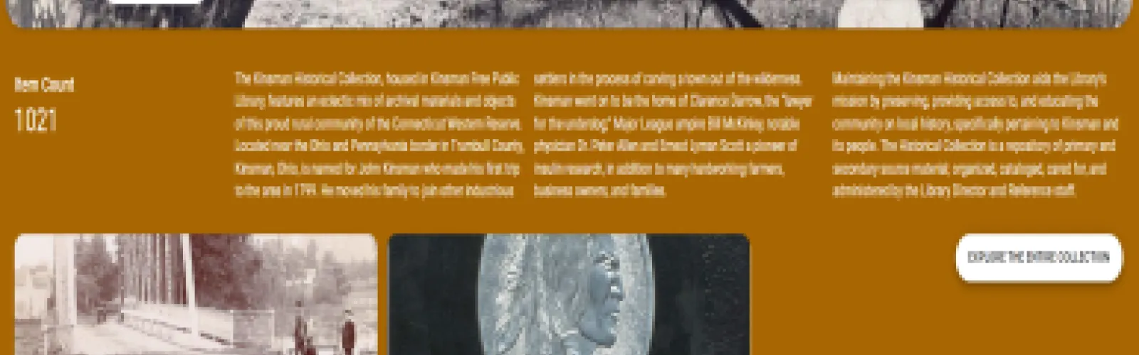 kinsman historical collection database homepage on catalog it